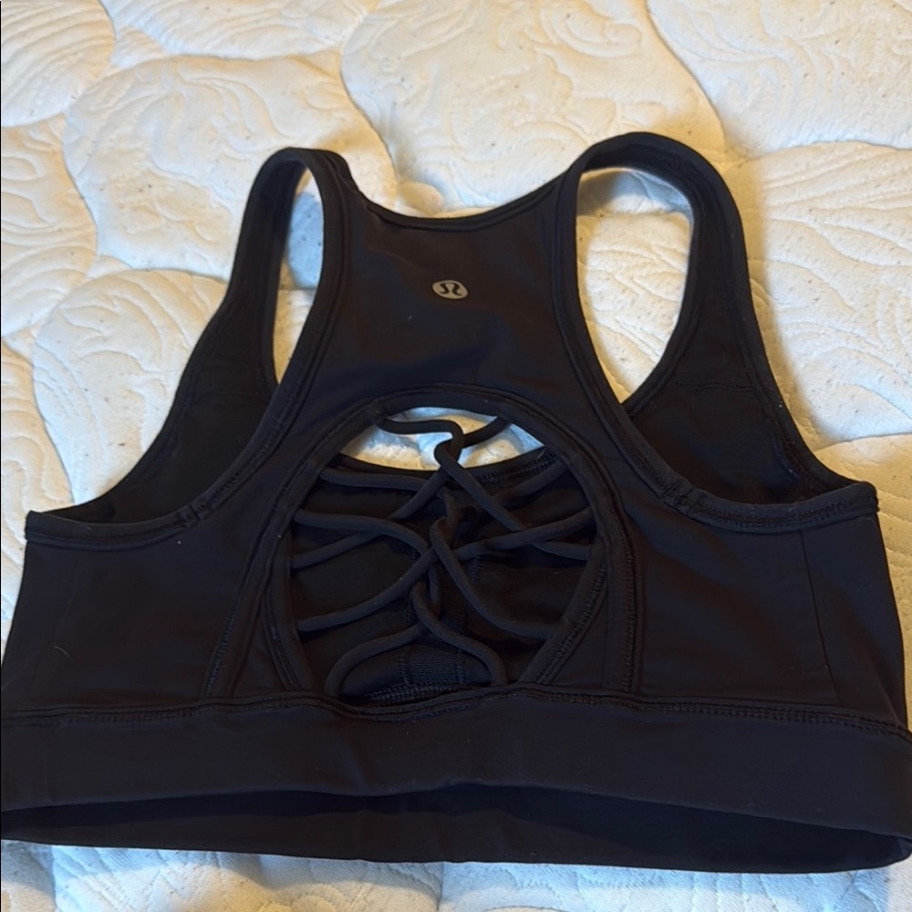 lululemon athletica Black Racerback Sports Bra with Bow Detail